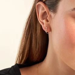 Boucles D'oreilles Puces Yale Or Jaune Diamant Synthétique