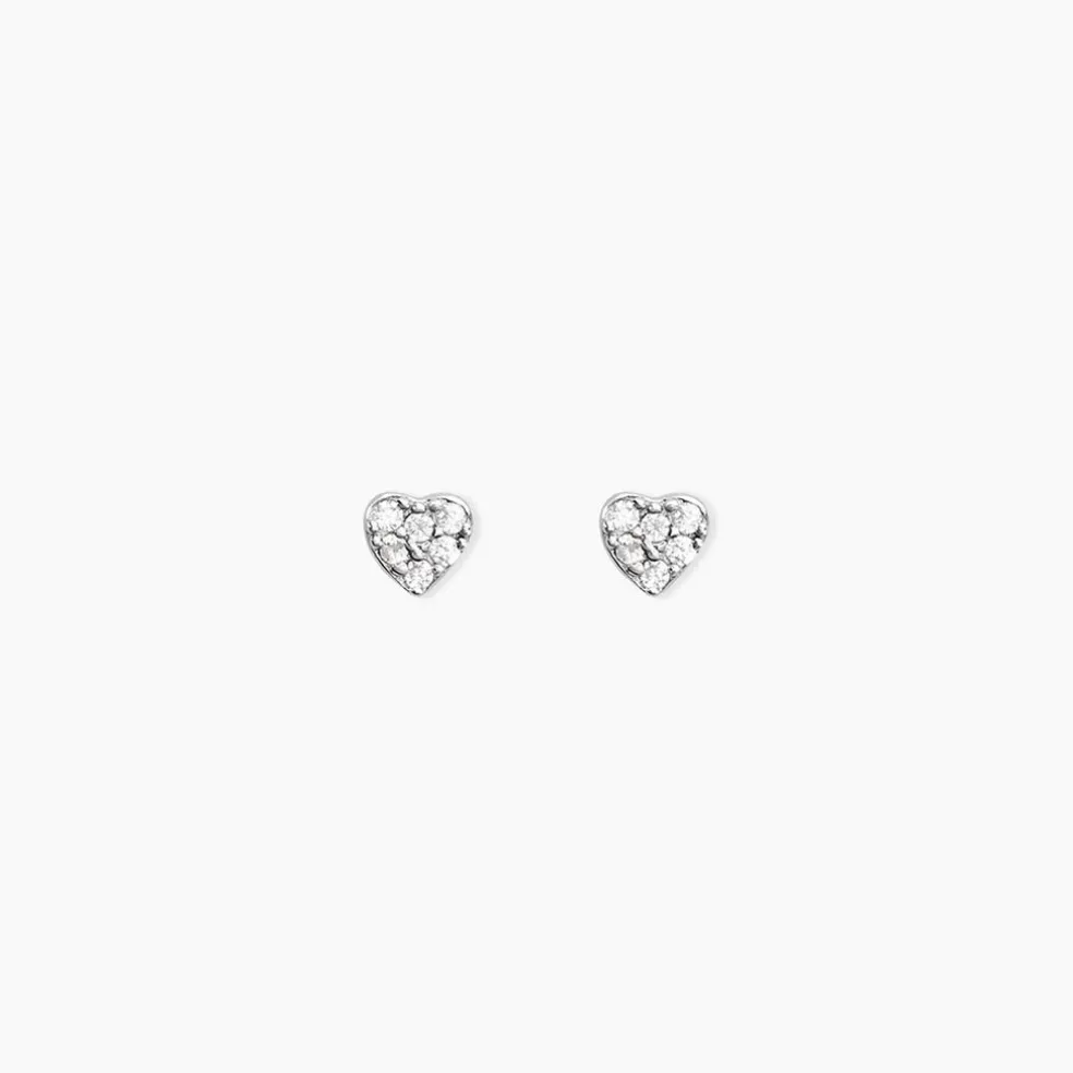 Boucles D'oreilles Puces Ziya Argent Blanc Oxyde De Zirconium