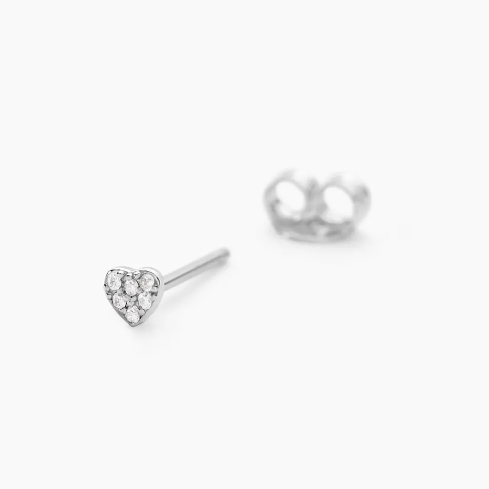 Boucles D'oreilles Puces Ziya Argent Blanc Oxyde De Zirconium