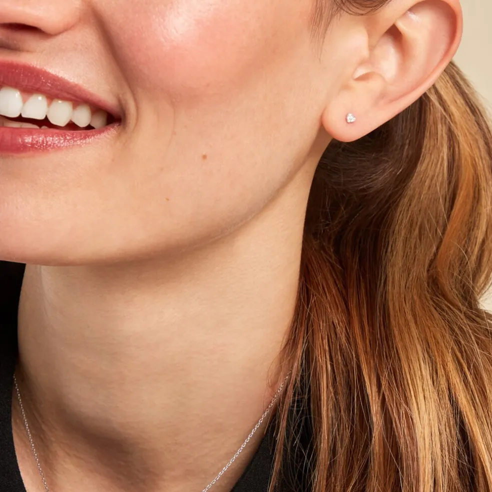 Boucles D'oreilles Puces Ziya Argent Blanc Oxyde De Zirconium