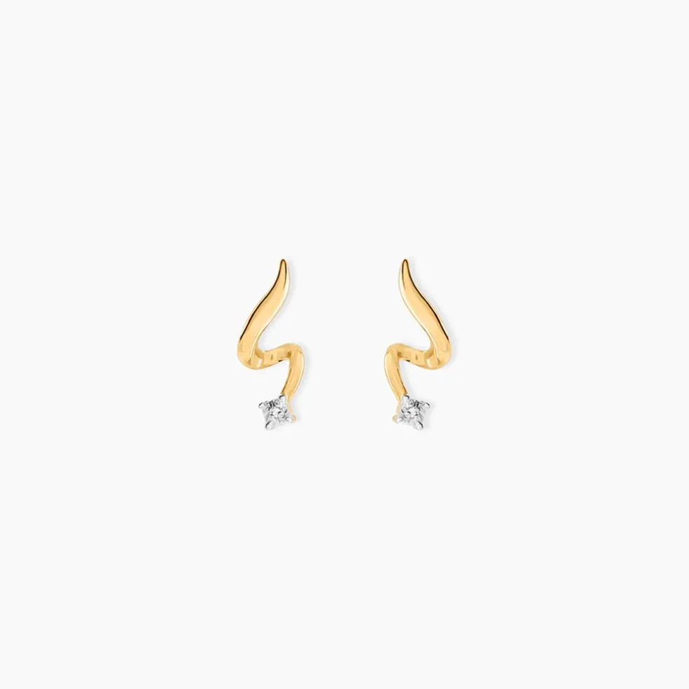 Boucles D'Oreilles Puces Zsofia Or Jaune Diamant