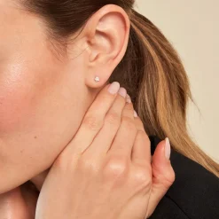 Boucles D'oreilles Puces Ziya Argent Blanc Oxyde De Zirconium