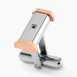 Boutons De Manchettes Dax Acier Bicolore Oxyde De Zirconium