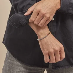 Bracelet Acier Blanc Christiano 艙il De Tigre Onyx