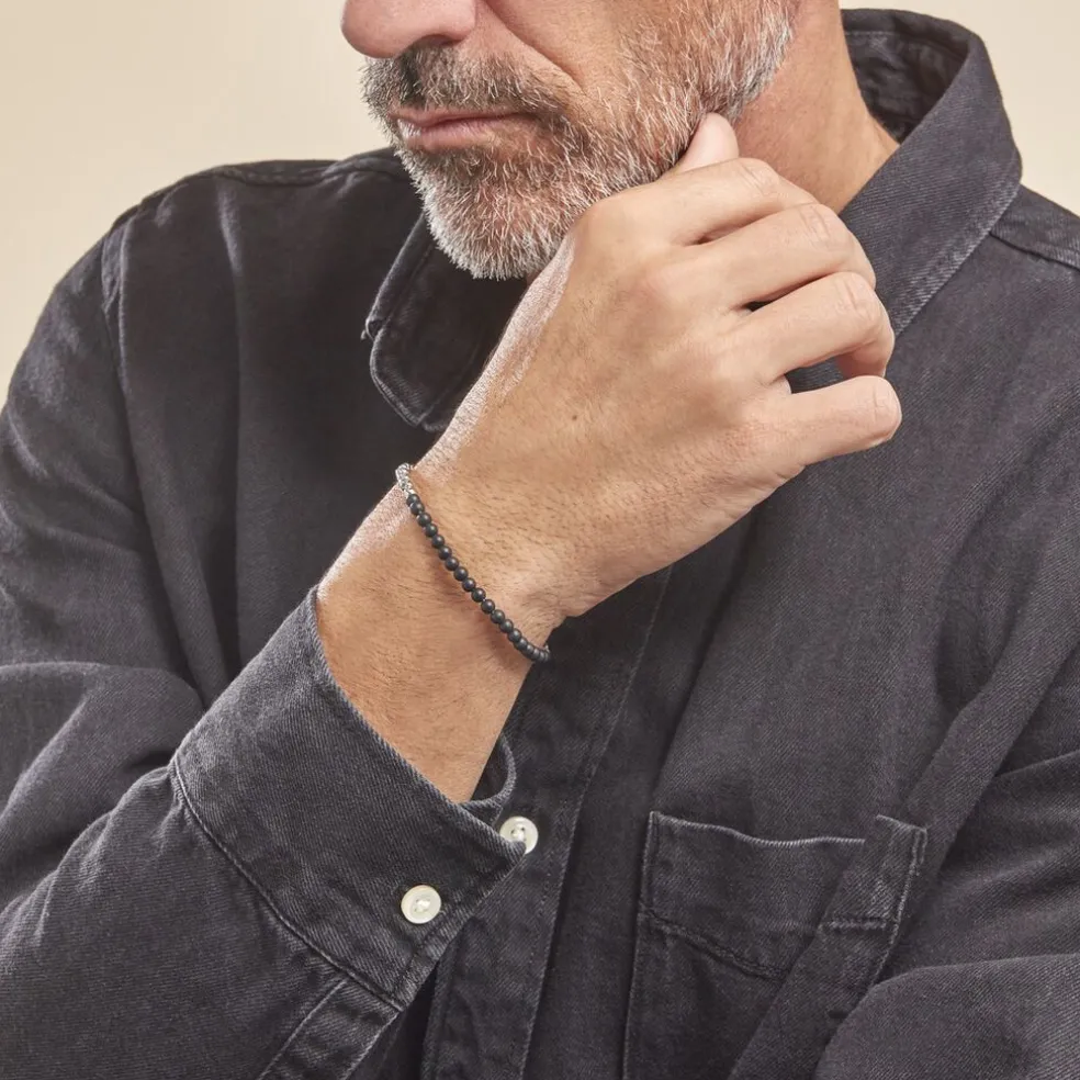 Bracelet Acier Blanc Christiano Onyx