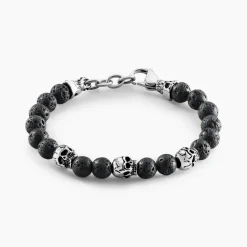 Bracelet Acier Blanc Hantz Pierre De Lave