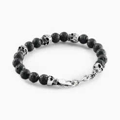 Bracelet Acier Blanc Hantz Pierre De Lave