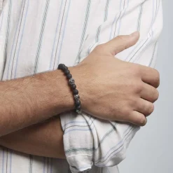 Bracelet Acier Blanc Hantz Pierre De Lave