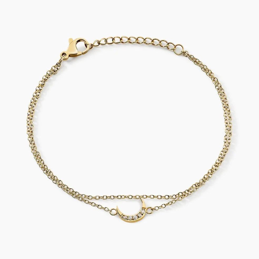 Bracelet Acier Doré Oxyde De Zirconium