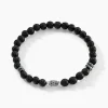 Bracelet Acier Hugueso Agates Noires