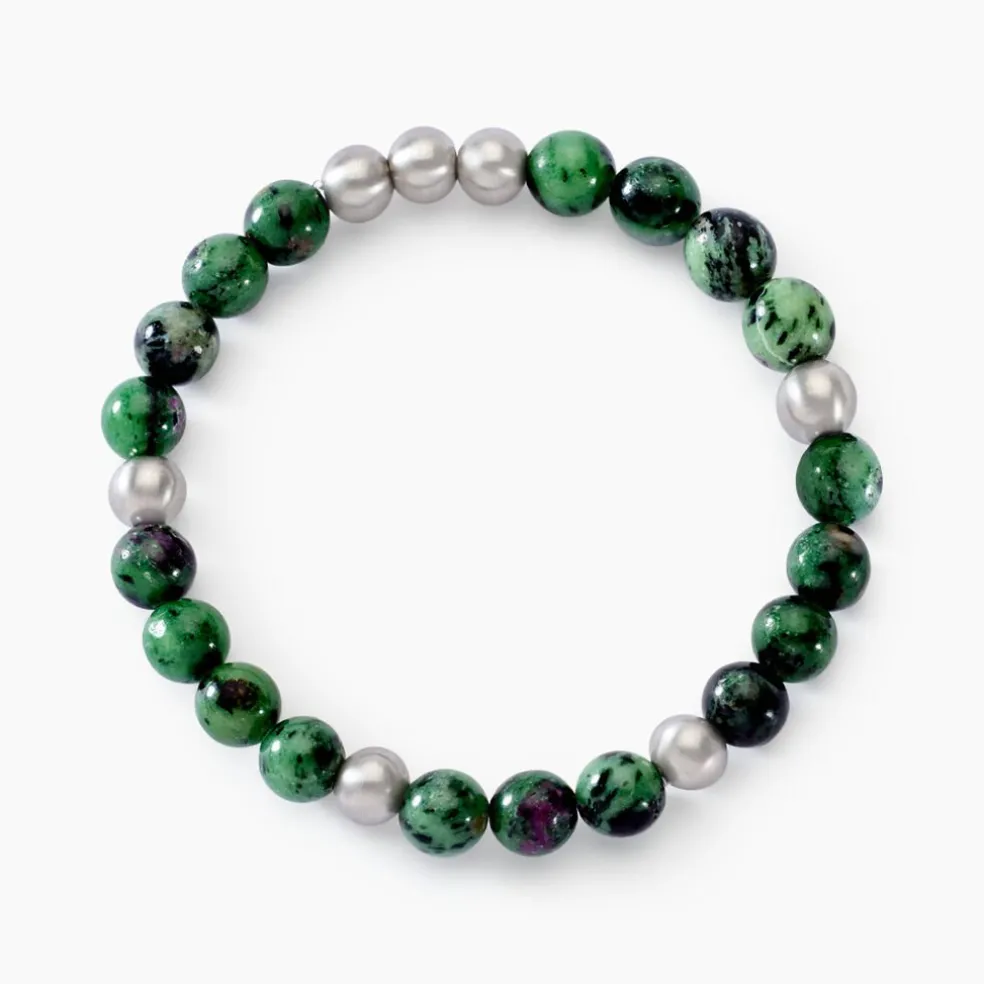 Bracelet Adonis Acier Blanc Unakite