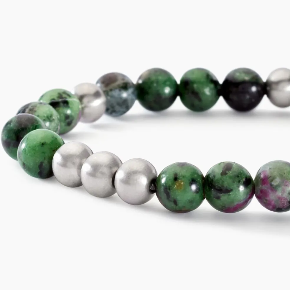 Bracelet Adonis Acier Blanc Unakite