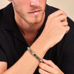 Bracelet Adonis Acier Blanc Unakite