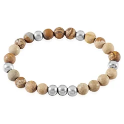 Bracelet Adonis Acier Blanc Jaspe Africain