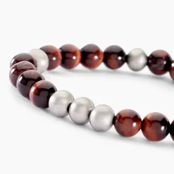 Bracelet Adonis Acier Blanc Oeil De Tigre