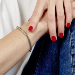 Bracelet Aedan Maille Popcorn Acier Blanc