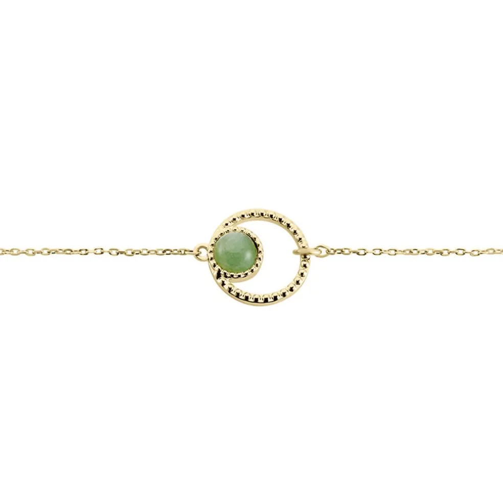 Bracelet Amalthea Plaqué Or Doré Aventurine Vert
