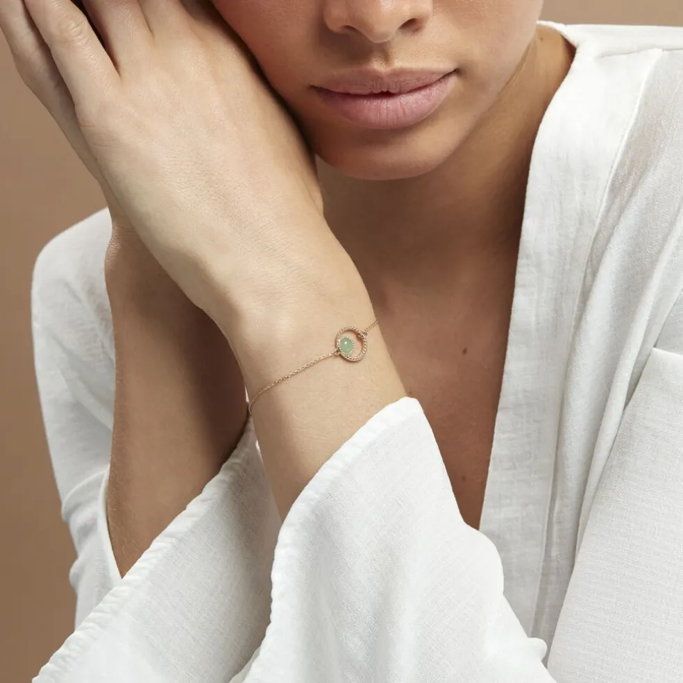Bracelet Amalthea Plaqué Or Doré Aventurine Vert