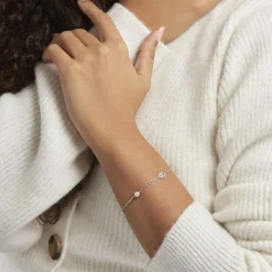 Bracelet Anilie Argent Blanc Perle D'imitation Et Oxyde De Zirconium