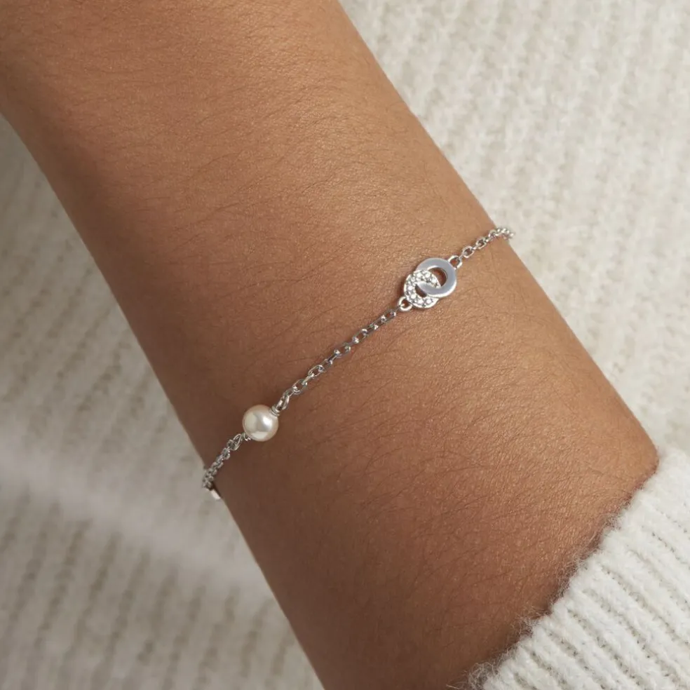 Bracelet Anilie Argent Blanc Perle D'imitation Et Oxyde De Zirconium