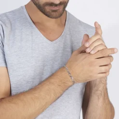 Bracelet Anilo Maille Alternee 1/1 Argent Blanc