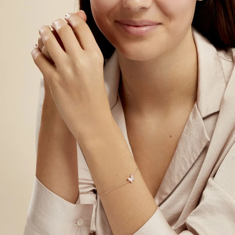 Bracelet Anne-lise Argent Rose Oxyde De Zirconium