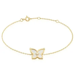 Bracelet Areli Plaque Or Doré Nacre Oxyde De Zirconium