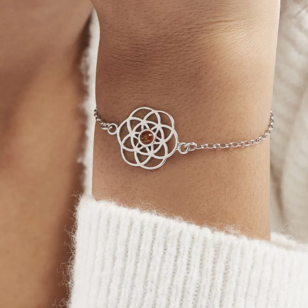 Bracelet Argent Blanc Aeson Ambre