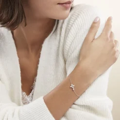 Bracelet Argent Blanc Burt Perles De Culture Oxydes De Zirconium