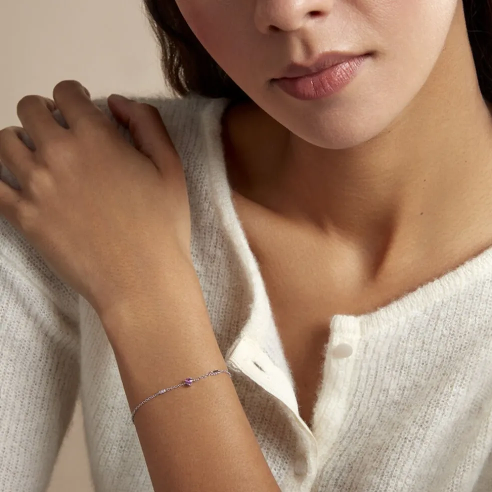 Bracelet Argent Blanc Declaration Oxyde De Zirconium