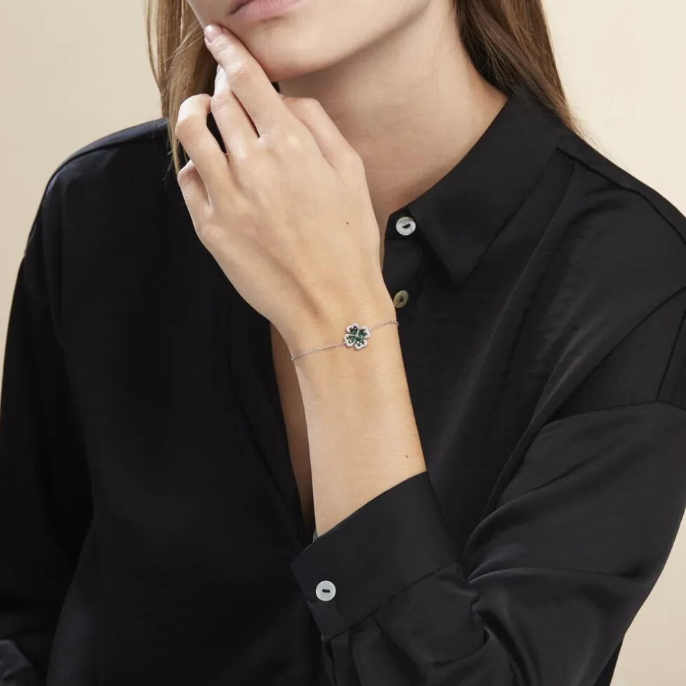 Bracelet Argent Blanc Deryn Verre Oxydes De Zirconium