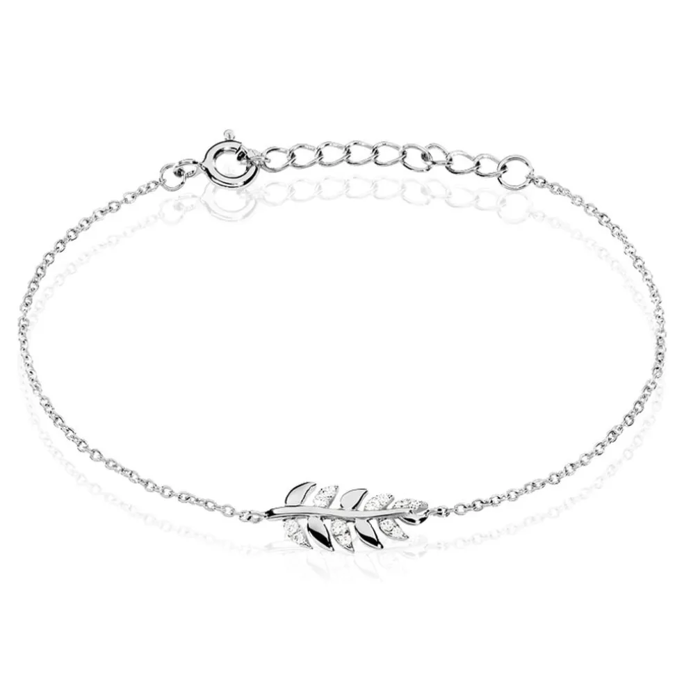 Bracelet Argent Blanc Jade Oxydes De Zirconium Blancs