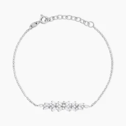 Bracelet Argent Blanc Precieux Flocon Oxyde De Zirconium