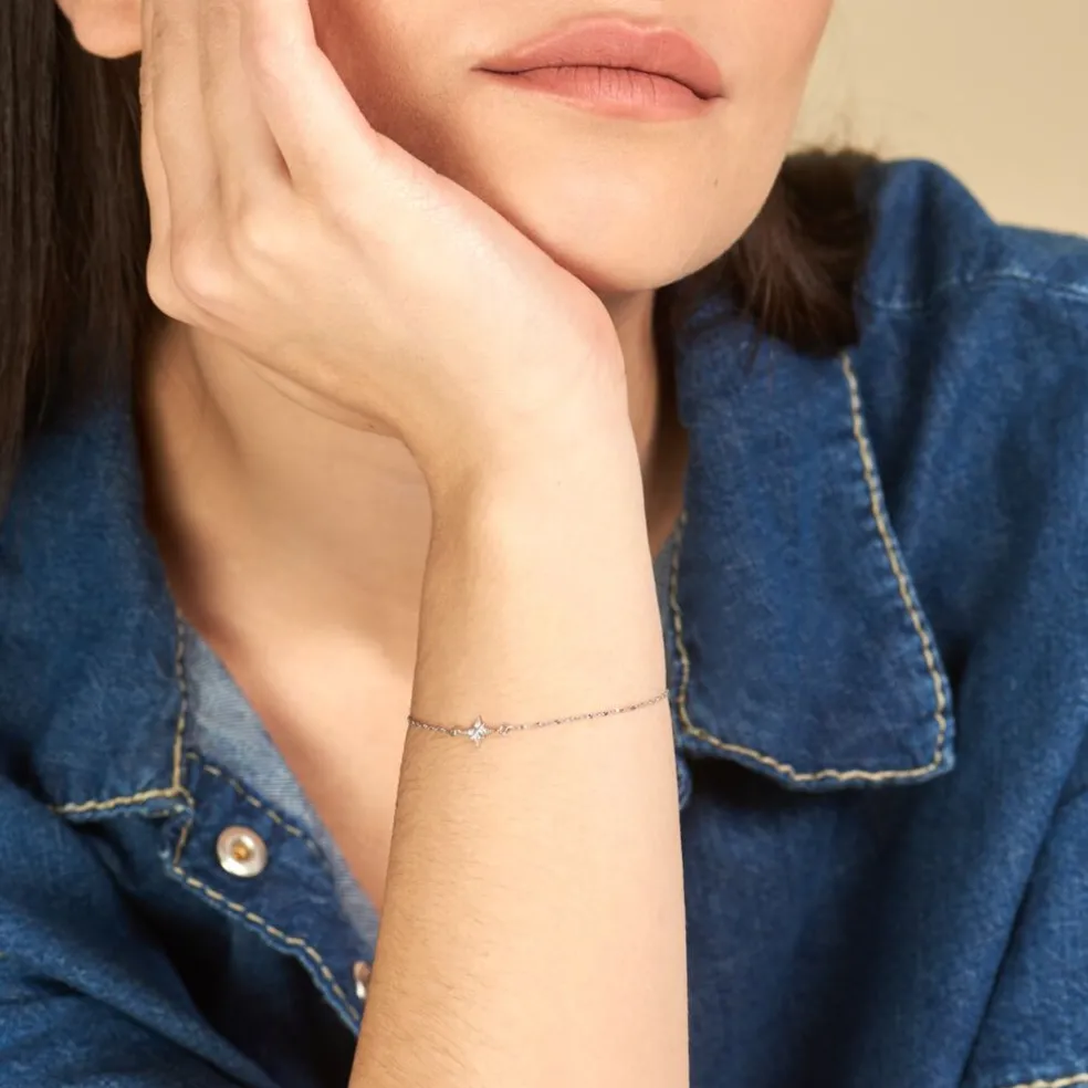 Bracelet Astre Precieux Argent Blanc Oxyde De Zirconium