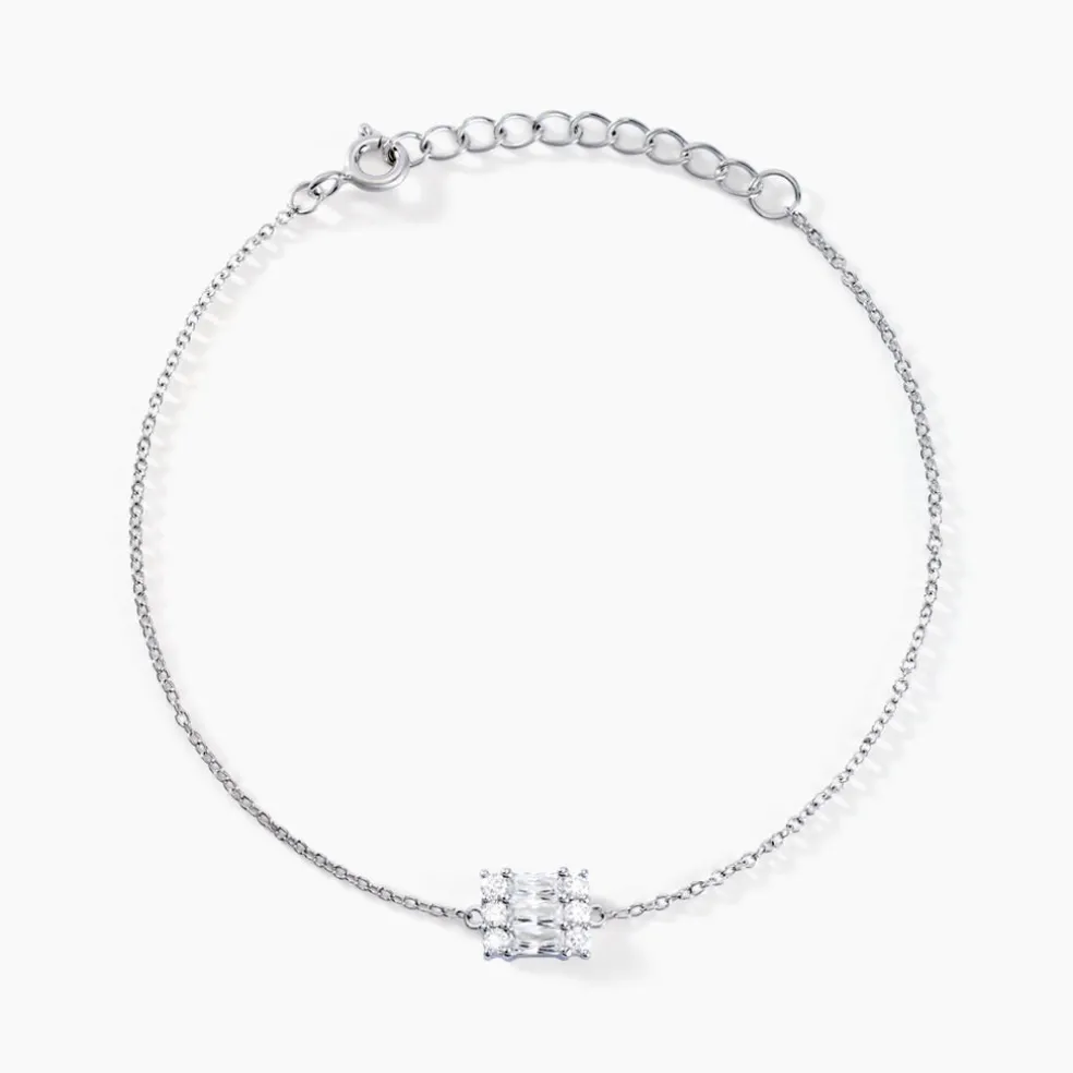 Bracelet Baroque Party Argent Blanc Oxyde De Zirconium