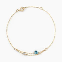 Bracelet Beauté Bleutée Or Jaune Topaze Oxyde De Zirconium
