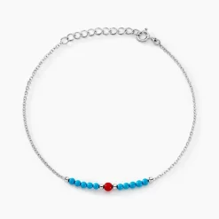 Bracelet Behati Argent Blanc Corail Turquoise