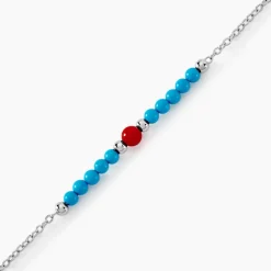 Bracelet Behati Argent Blanc Corail Turquoise
