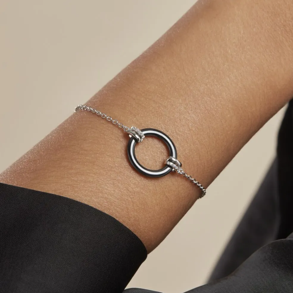 Bracelet Bertillianne Argent Blanc Céramique Et Oxyde De Zirconium
