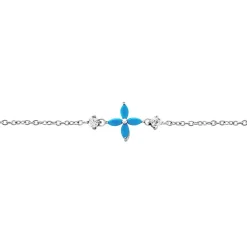 Bracelet Bluebirds Argent Blanc Turquoise Oxyde De Zirconium