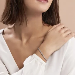 Bracelet Cacilda Maille Corde Argent Blanc