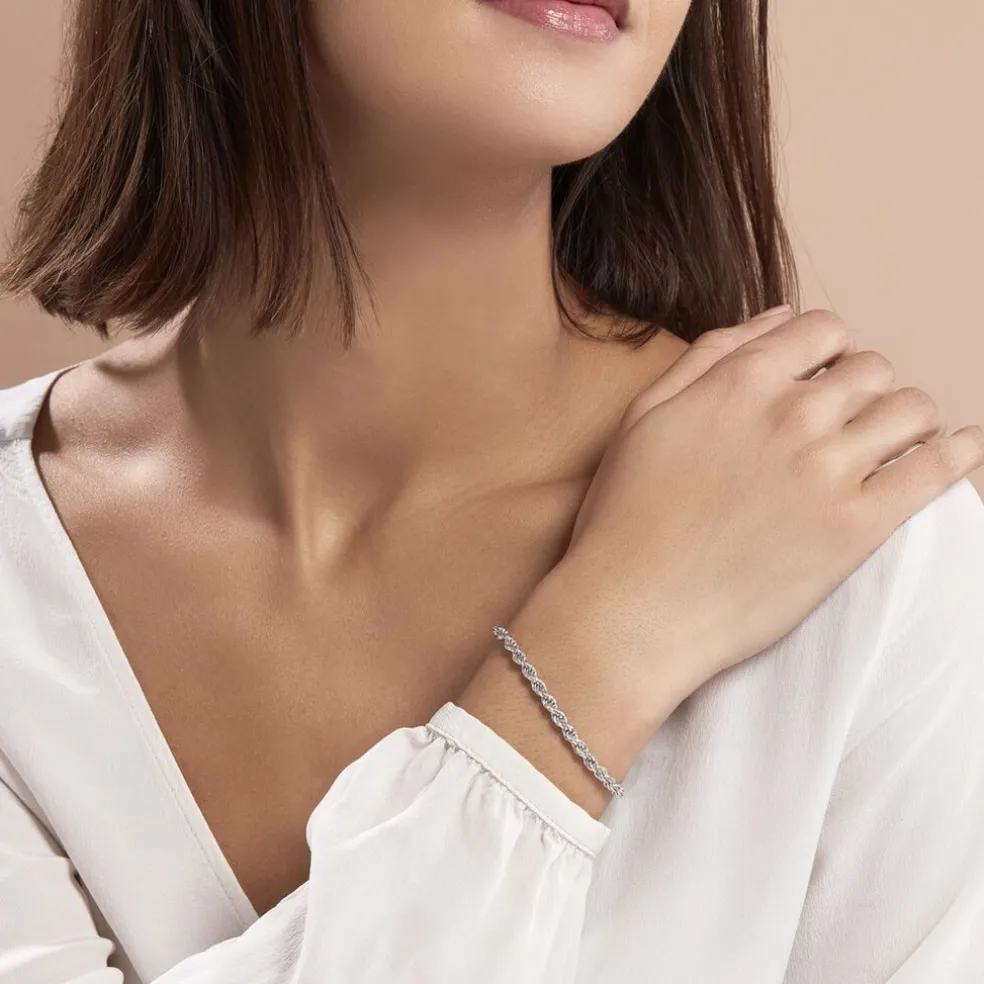 Bracelet Cacilda Maille Corde Argent Blanc