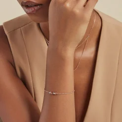 Bracelet Camelia Argent Rose Oxyde De Zirconium