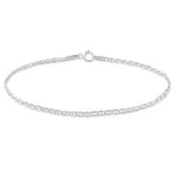 Bracelet Capucin Or Blanc Maille Marine Plate