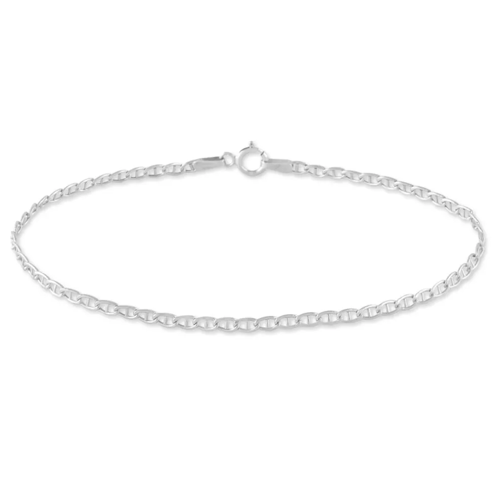 Bracelet Capucin Or Blanc Maille Marine Plate