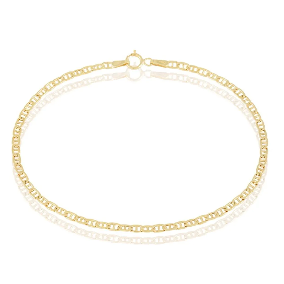 Bracelet Capucin Or Jaune Maille Marine Plate