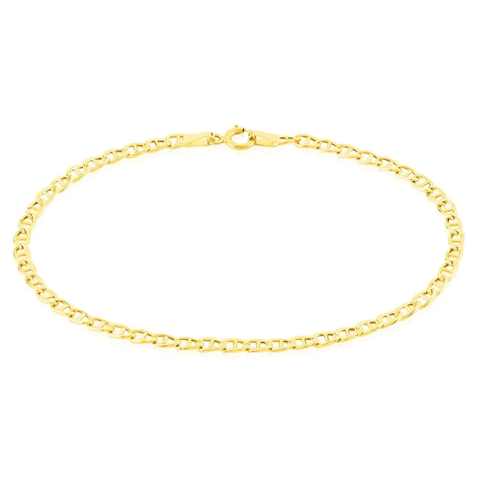Bracelet Capucin Or Jaune Maille Marine Plate