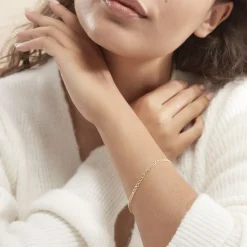 Bracelet Capucin Or Jaune Maille Marine Plate