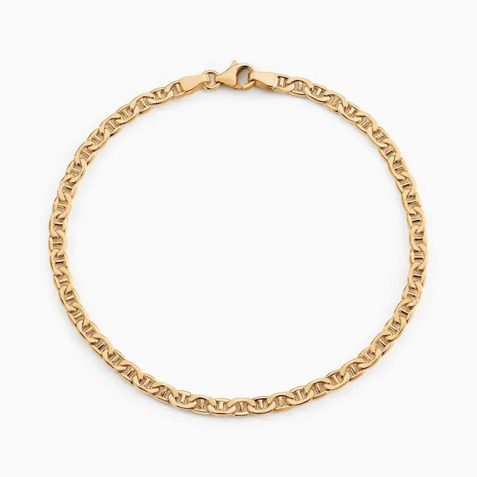 Bracelet Capucin Or Jaune Maille Marine Plate