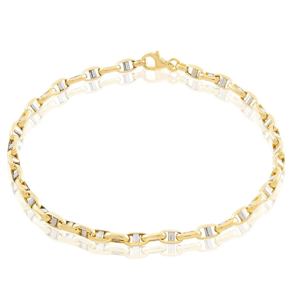 Bracelet Carlo Or Bicolore Maille Marine Ronde